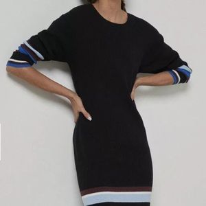 ANTHROPOLOGIE SATURDAY SUNDAY PARVATI STRIPED KNIT SWEATER MIDI DRESS BLACK XS